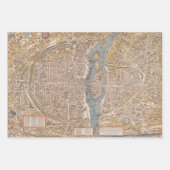 kaart van het Canvas van Parijs Frankrijk Inpakpapier Vel (Voorkant 3)