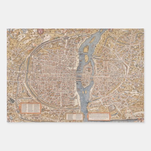 kaart van het Canvas van Parijs Frankrijk Inpakpapier Vel (Voorkant 3)