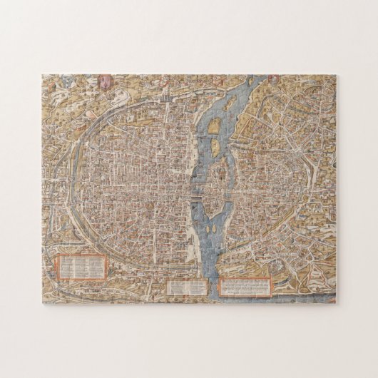  kaart van het Canvas van Parijs Frankrijk Legpuzzel (Horizontaal)