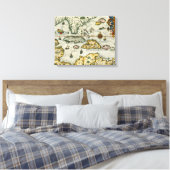 kaart van het Caribisch gebied (1594) Canvas Afdruk (Insitu (Slaapkamer))
