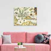 kaart van het Caribisch gebied (1594) Canvas Afdruk (Insitu (Woonkamer))
