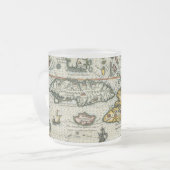  kaart van het Caribisch gebied (1594) Matglas Koffiemok (Voorkant links)