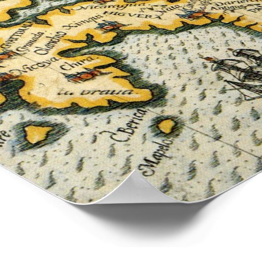  kaart van het Caribisch gebied (1594) Poster (Hoek)