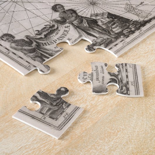 kaart van het Caribisch gebied (1650) Legpuzzel (Zijkant)