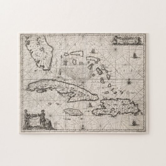  kaart van het Caribisch gebied (1650) Legpuzzel (Horizontaal)