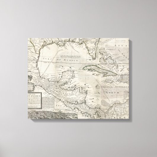 Kaart van het Caribisch gebied | 1715 Canvas Afdruk (Voorkant)