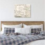 Kaart van het Caribisch gebied | 1715 Canvas Afdruk (Insitu (Slaapkamer))