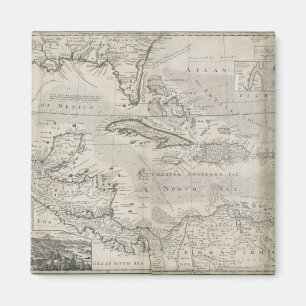 Kaart van het Caribisch gebied 1715 Magneet