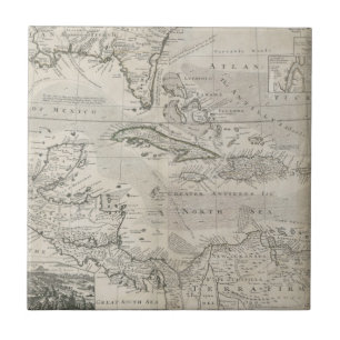 Kaart van het Caribisch gebied 1715 Tegeltje