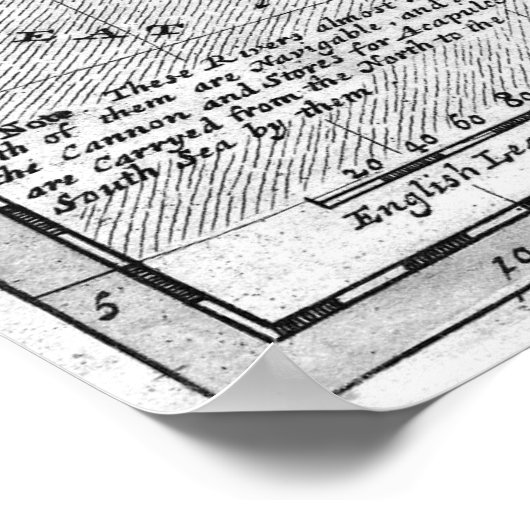  kaart van het Caribisch gebied (1732) BW Poster (Hoek)