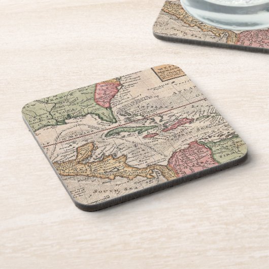 kaart van het Caribisch gebied (1732) Drankjes Onderzetter (Linkerzijde)