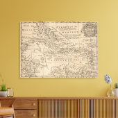 kaart van het Caribisch gebied (1763) Canvas Afdruk (Insitu (Woonkamer))
