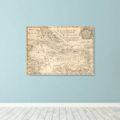 kaart van het Caribisch gebied (1763) Canvas Afdruk (Insitu (Houten vloer))