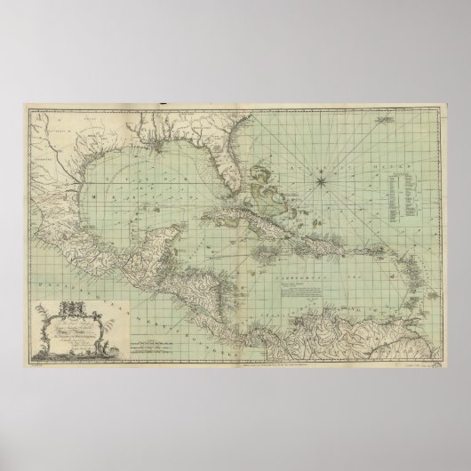  kaart van het Caribisch gebied (1774) Poster (Voorkant)