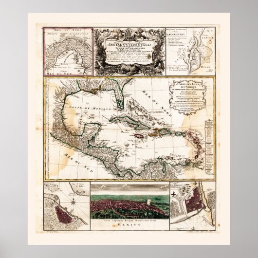 Kaart van het Caribisch gebied (1781) Poster (Voorkant)