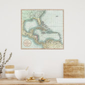  kaart van het Caribisch gebied (1803) Poster (Keuken)