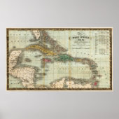  kaart van het Caribisch gebied (1834) Poster (Voorkant)
