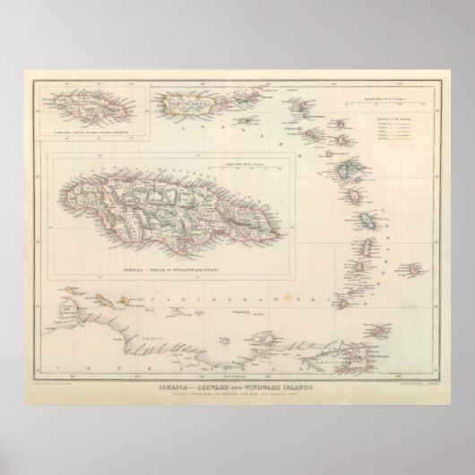  kaart van het Caribisch gebied (1848) Poster (Voorkant)