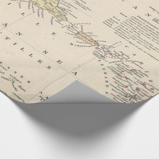  kaart van het Caribisch gebied (1850) Cadeaupapier (Hoek)