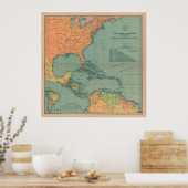  kaart van het Caribisch gebied (1909) Poster (Keuken)