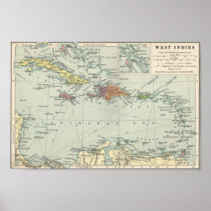  kaart van het Caribisch gebied en de Westelijke I Poster