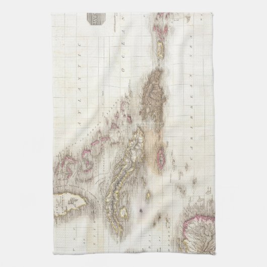  kaart van het Caribisch gebied Theedoek (Verticaal)