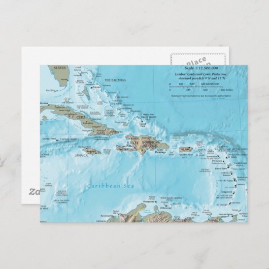 kaart van het Caribisch gebied - VS (Voorkant / Achterkant)