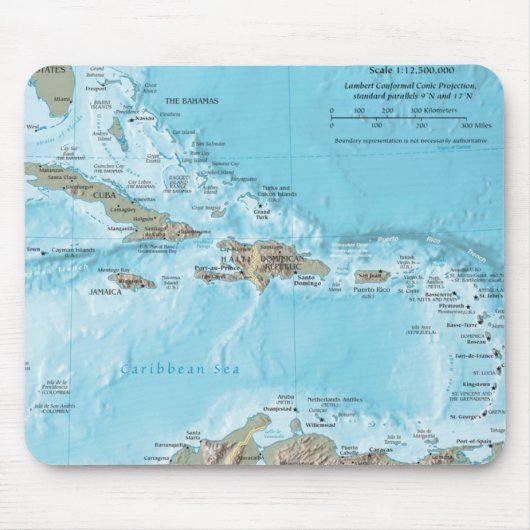  kaart van het Caribisch gebied - VS Muismat (Voorkant)