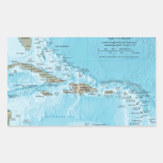  kaart van het Caribisch gebied - VS Rechthoekige Sticker (Voorkant)