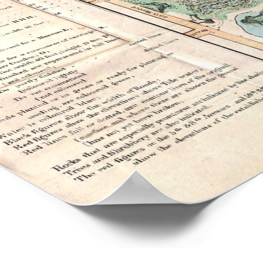  kaart van het centrale park (1860) poster (Hoek)