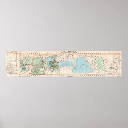 kaart van het centrale park (1860) poster (Voorkant)