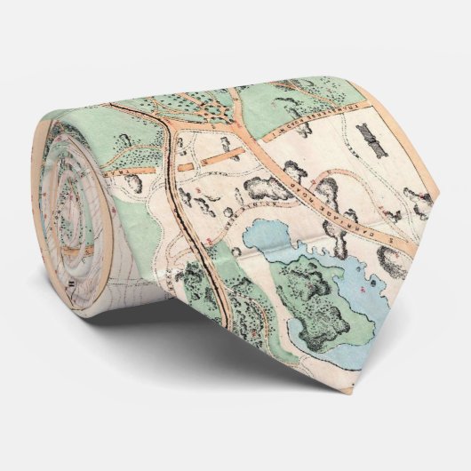 kaart van het centrale park (1860) stropdas (Opgerold)