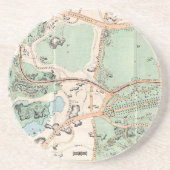  kaart van het centrale park (1860) zandsteen onderzetter (Voorkant)