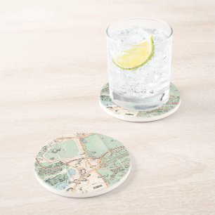 kaart van het centrale park (1860) zandsteen onderzetter