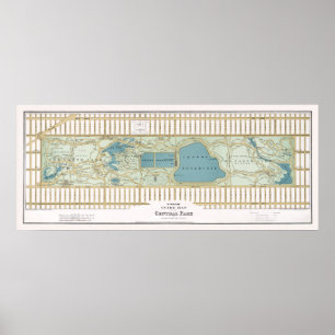  kaart van het centrale park. New York, 1875 Poster