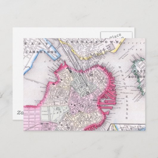  kaart van het centrum van Boston (1864) (Voorkant / Achterkant)