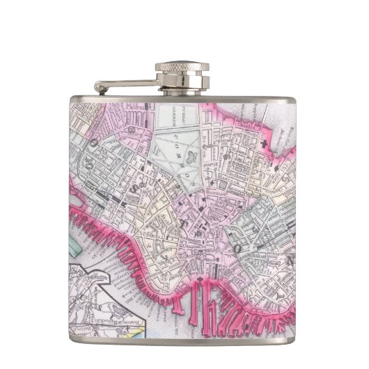 kaart van het centrum van Boston (1864) Heupfles (Voorkant)