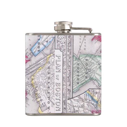  kaart van het centrum van Boston (1864) Heupfles (Achterkant)