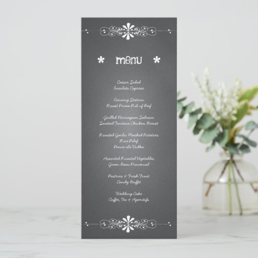Kaart van het Chalkboard Wedding Reception Menu (Staand voorkant)
