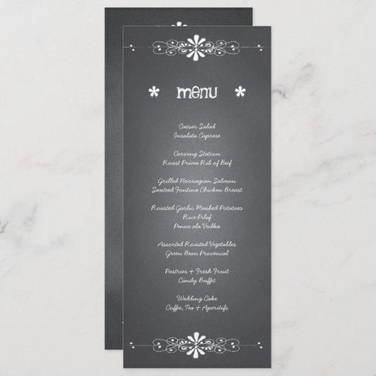 Kaart van het Chalkboard Wedding Reception Menu (Voorkant / Achterkant)