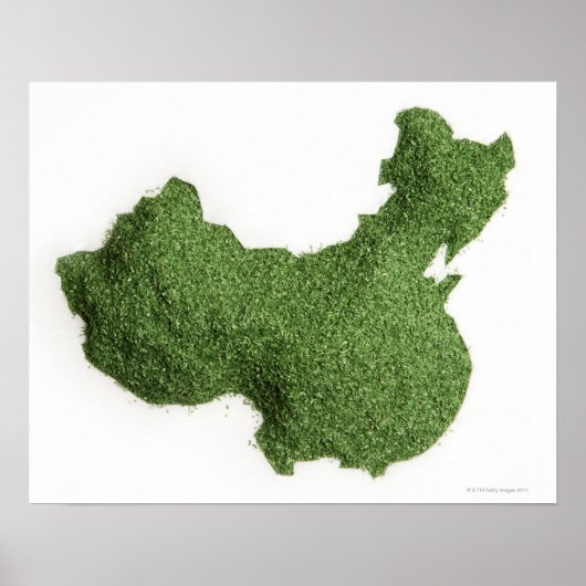 Kaart van het Chinese vasteland van gras Poster (Voorkant)