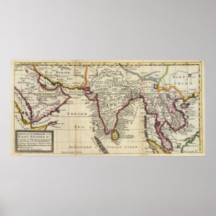 Kaart van het continent Oost-Indies Poster