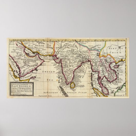 Kaart van het continent Oost-Indies Poster (Voorkant)