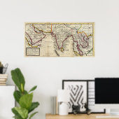 Kaart van het continent Oost-Indies Poster (Thuiskantoor)