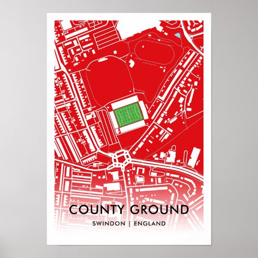 Kaart van het County Ground Stadium - Home of Swin Poster (Voorkant)