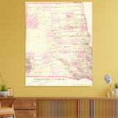  kaart van het Dakota-gebied (1880) Canvas Afdruk (Insitu (Woonkamer))