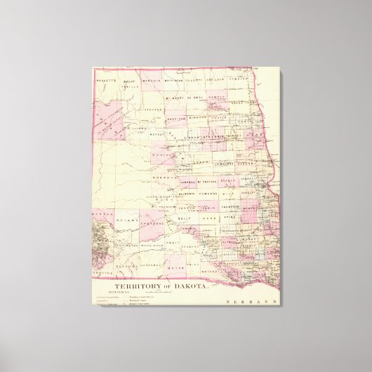  kaart van het Dakota-gebied (1880) Canvas Afdruk (Voorkant)