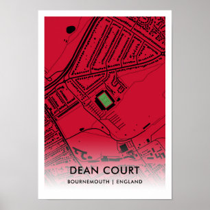 Kaart van het Dean Court Stadium - Home of AFC Bou Poster