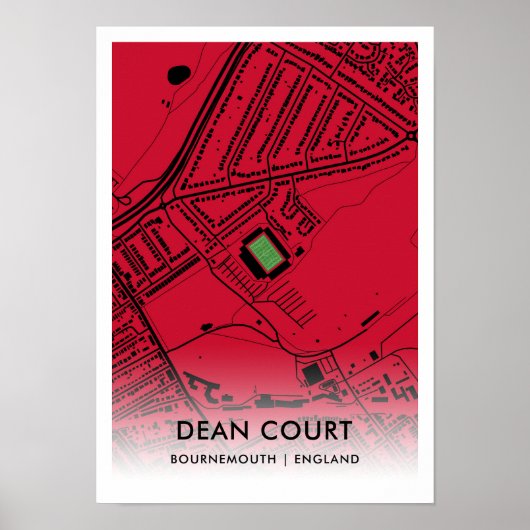 Kaart van het Dean Court Stadium - Home of AFC Bou Poster (Voorkant)
