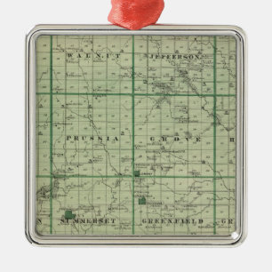 Kaart van het district Adair, staat Iowa Metalen Ornament